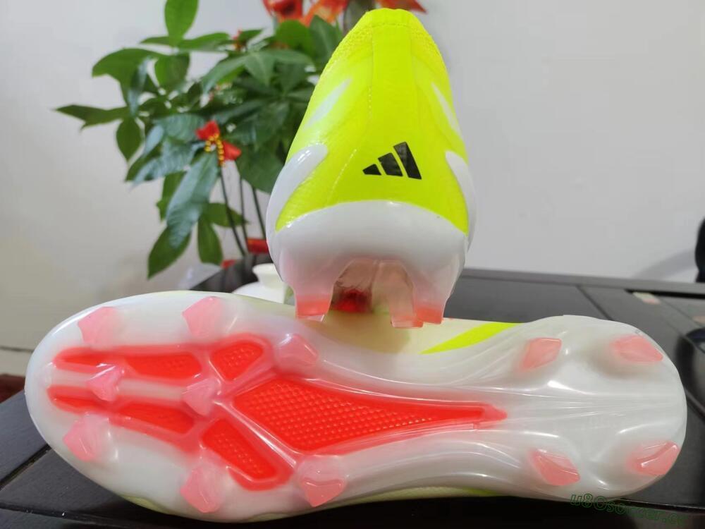Men's Adidas X Crazyfast+ Laceless FG Firm Ground Low-Tops Football Boots - Yellow/Blue/Red