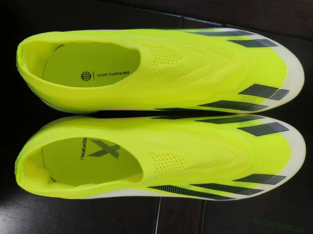 Men's Adidas X Crazyfast+ Laceless FG Firm Ground Low-Tops Football Boots - Yellow/Blue/Red