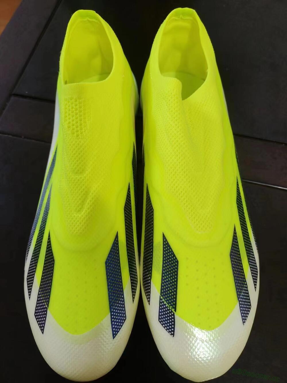 Men's Adidas X Crazyfast+ Laceless FG Firm Ground Low-Tops Football Boots - Yellow/Blue/Red