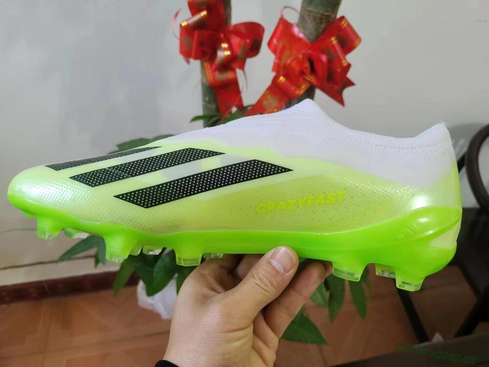 Men's Adidas X Crazyfast.1 LL FG Firm Ground Low-Tops Football Boots - Green/Black/White