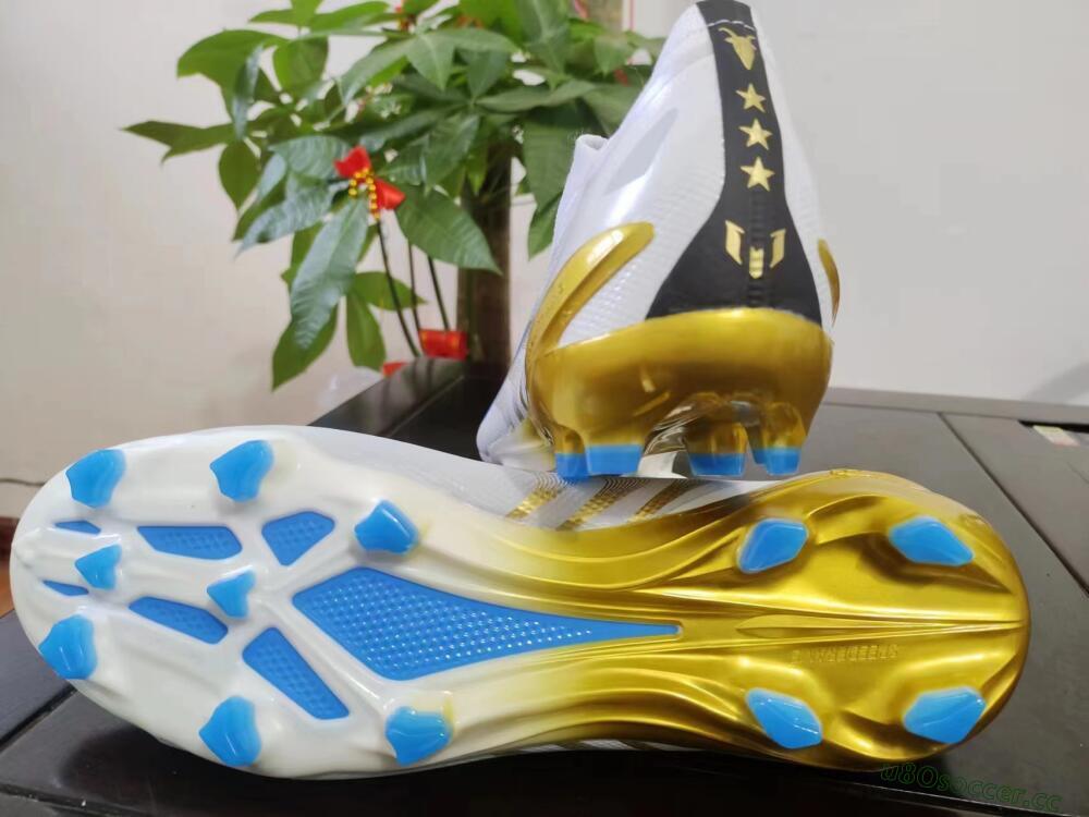 Men's Adidas X Crazyfast.1 FG Firm Ground Low-Tops Football Boots - White/Blue/Gold