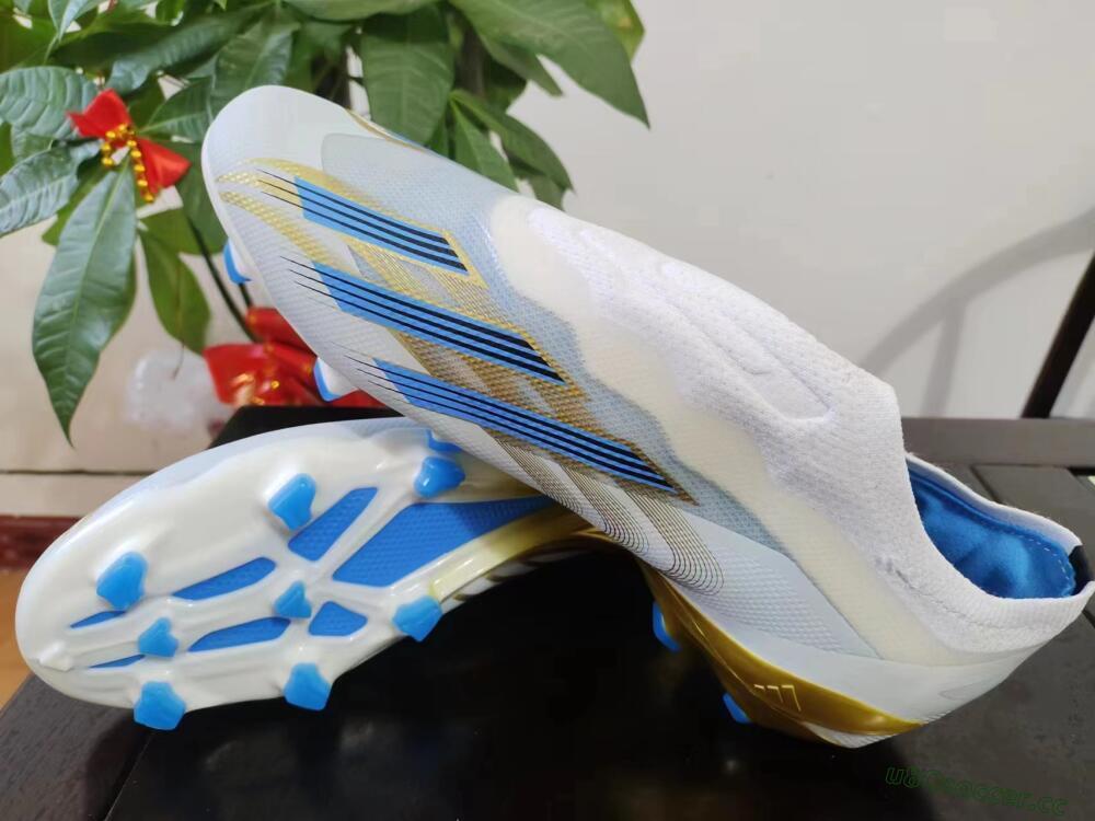 Men's Adidas X Crazyfast.1 FG Firm Ground Low-Tops Football Boots - White/Blue/Gold