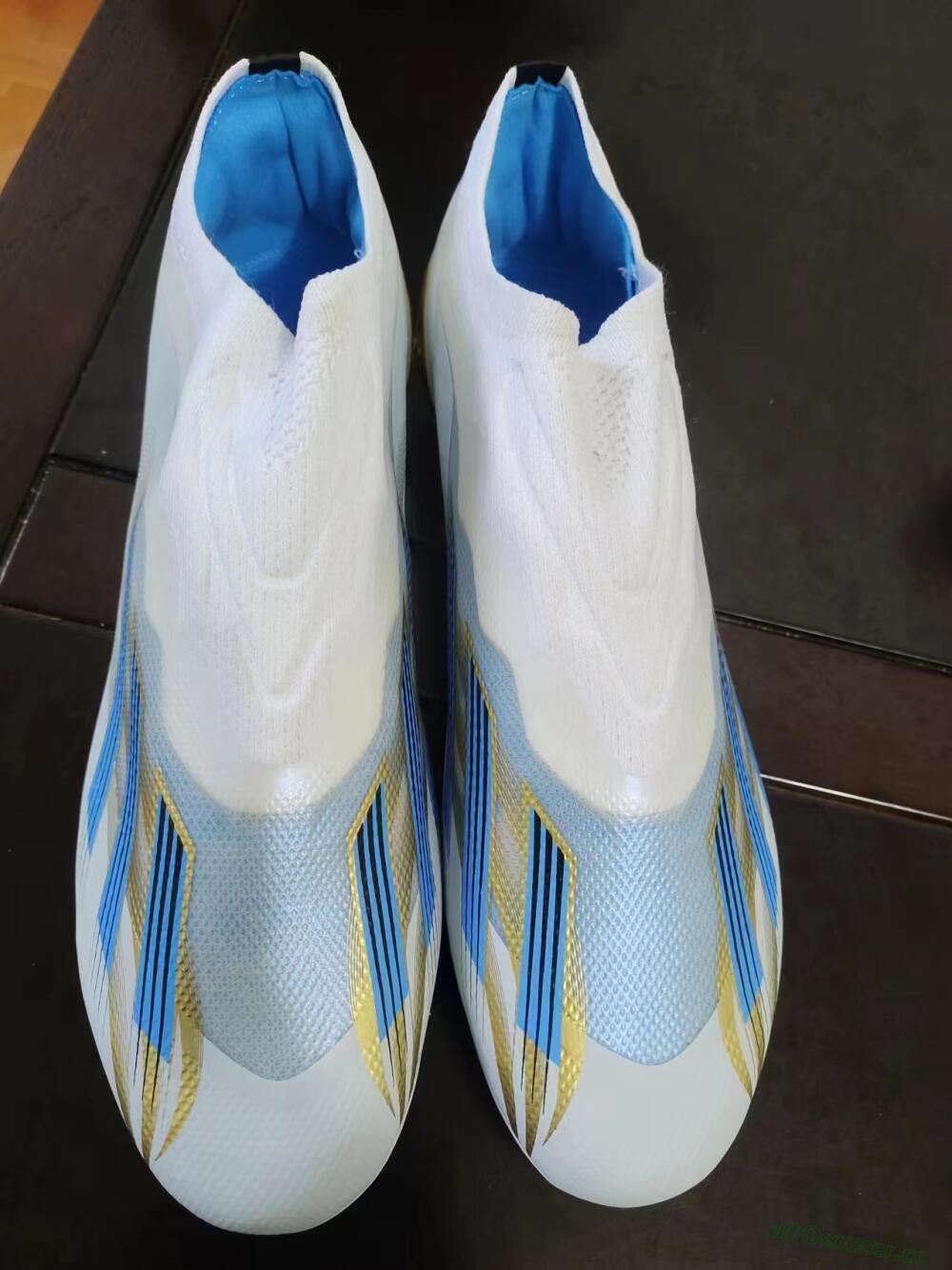 Men's Adidas X Crazyfast.1 FG Firm Ground Low-Tops Football Boots - White/Blue/Gold