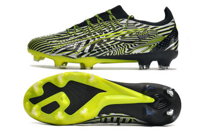 Men's Puma Ultra Ultimate FG Firm Ground Low-Tops Football Boots - White/Black/Green
