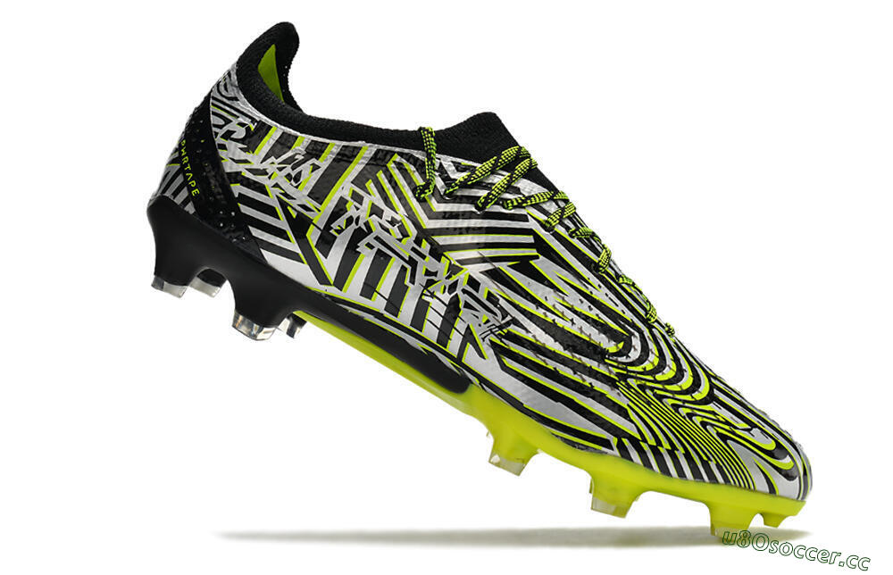 Men's Puma Ultra Ultimate FG Firm Ground Low-Tops Football Boots - White/Black/Green 4