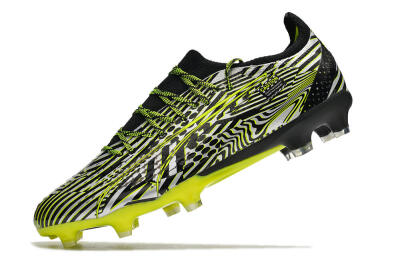 Men's Puma Ultra Ultimate FG Firm Ground Low-Tops Football Boots - White/Black/Green