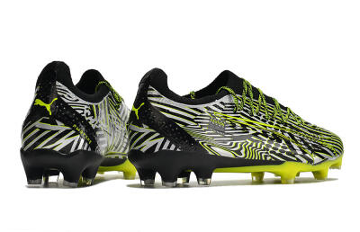 Men's Puma Ultra Ultimate FG Firm Ground Low-Tops Football Boots - White/Black/Green