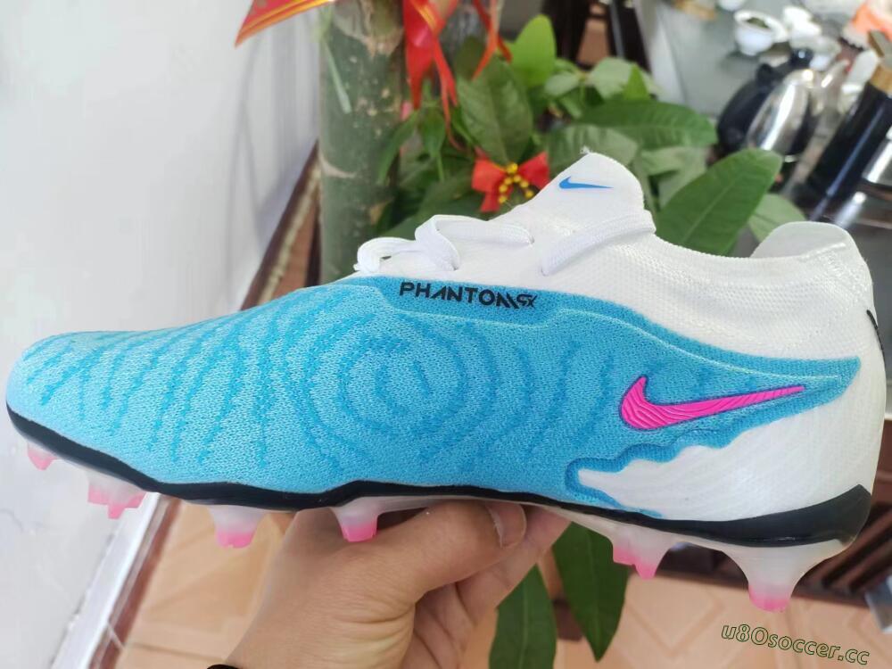 Men's Nike Phantom GX Elite FG Firm Ground Low-Tops Football Boots - Blue/White/Pink