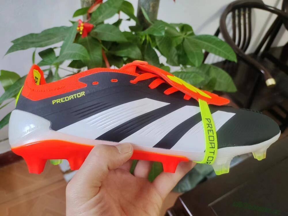 Men's Adidas Predator Elite Foldover Tongue FG Firm Ground Low-Tops Football Boots - Black/White/Red