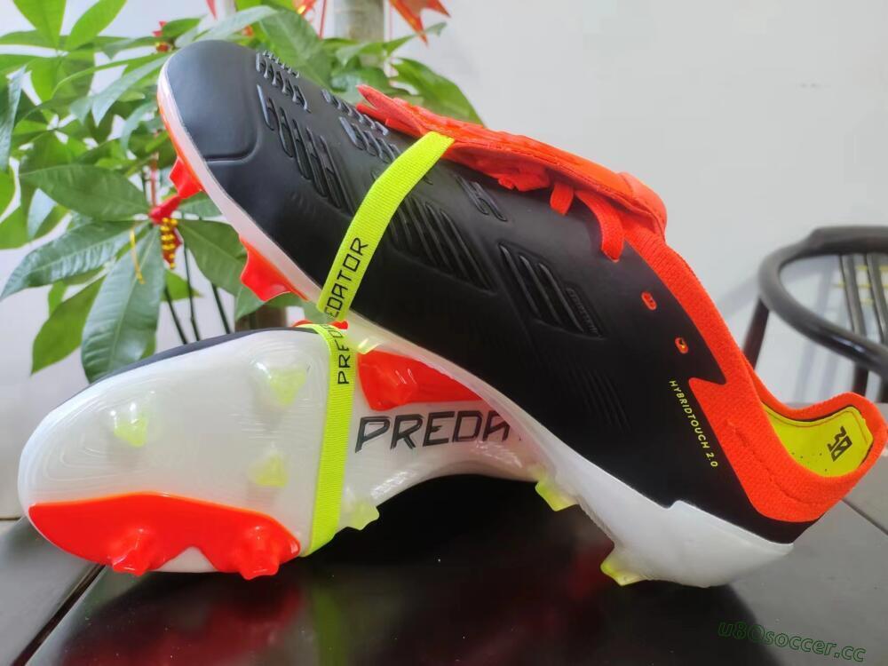 Men's Adidas Predator Elite Foldover Tongue FG Firm Ground Low-Tops Football Boots - Black/White/Red