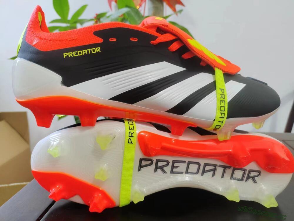 Men's Adidas Predator Elite Foldover Tongue FG Firm Ground Low-Tops Football Boots - Black/White/Red