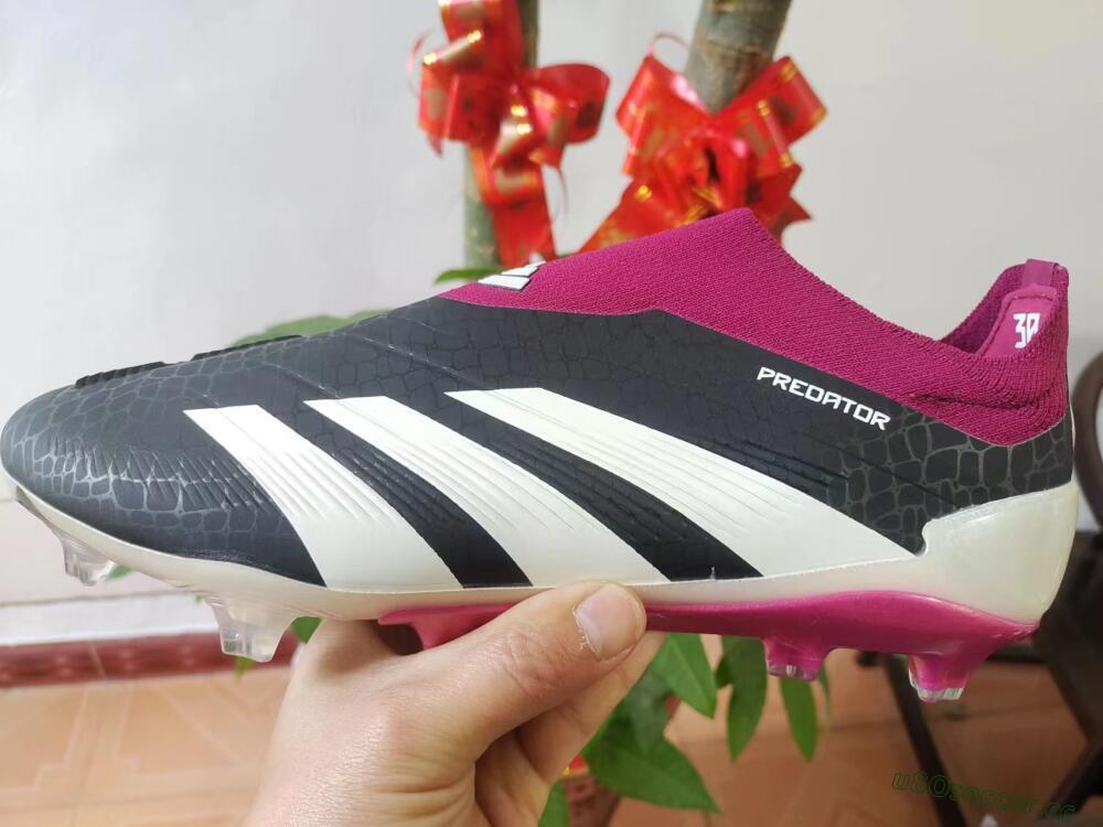 Men's Adidas Predator Accuracy+ FG Firm Ground Low-Tops Football Boots - Black/White/Pink