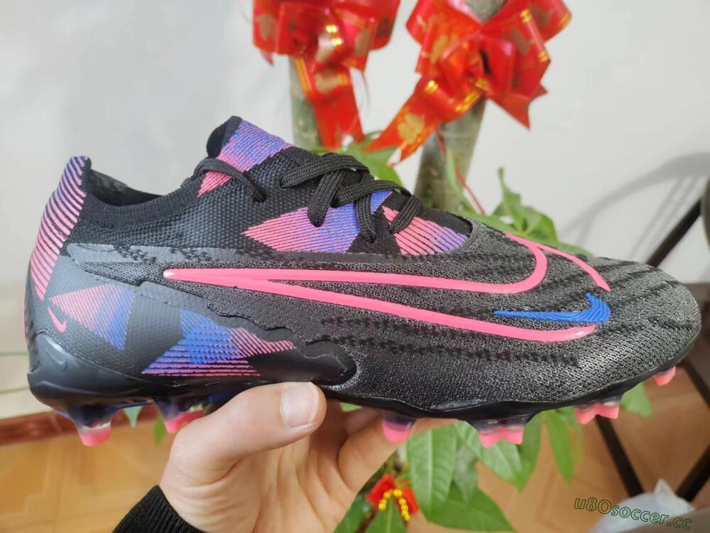 Men's Nike Phantom GX Elite FG Firm Ground Low-Tops Football Boots - Black/Pink/Blue