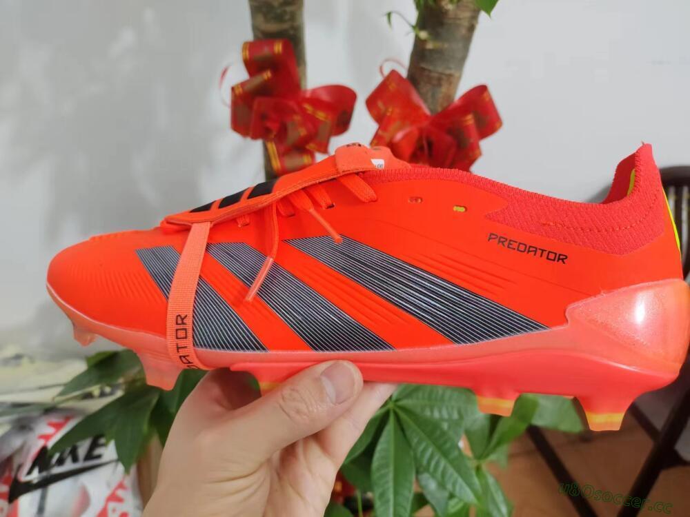 Men's Adidas Predator Elite Foldover Tongue FG Firm Ground Low-Tops Football Boots - Red/Black/Yellow