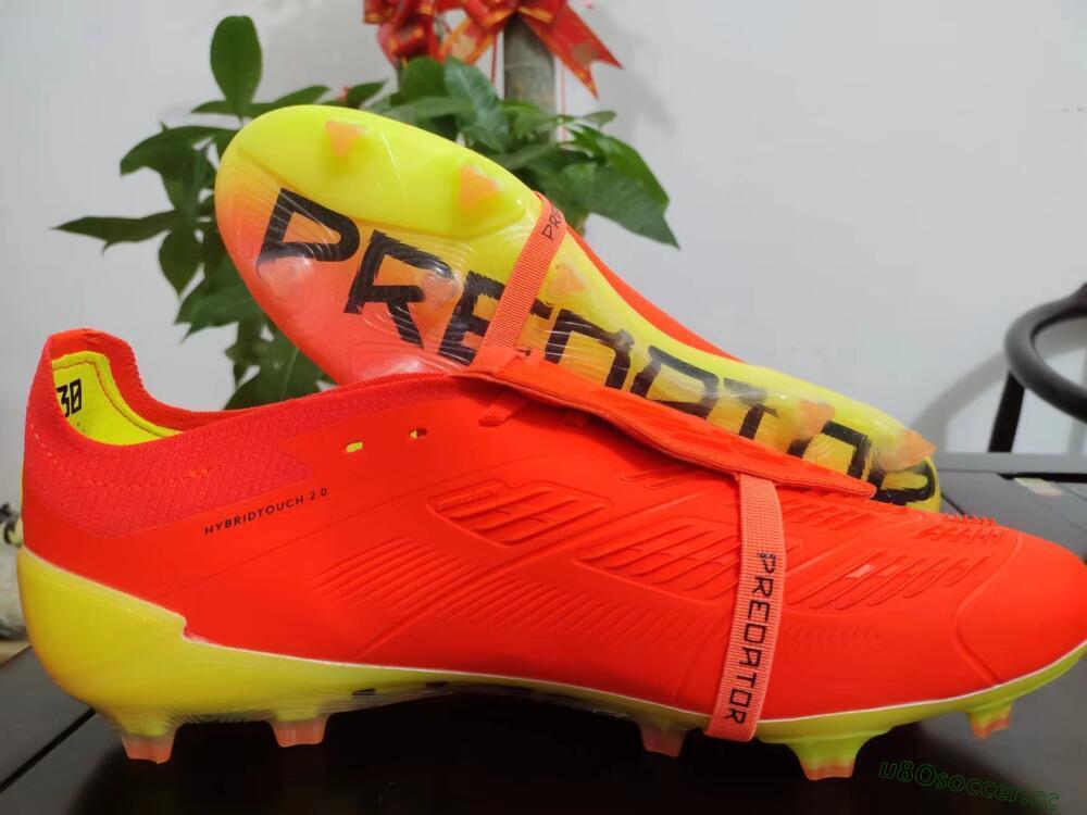 Men's Adidas Predator Elite Foldover Tongue FG Firm Ground Low-Tops Football Boots - Red/Black/Yellow