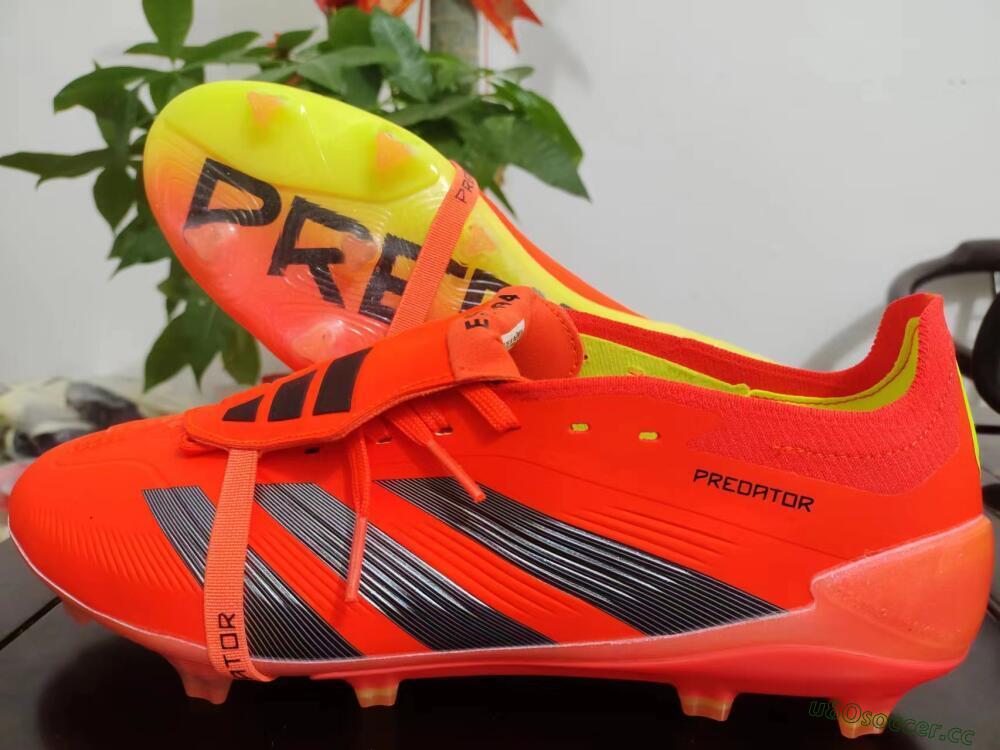 Men's Adidas Predator Elite Foldover Tongue FG Firm Ground Low-Tops Football Boots - Red/Black/Yellow