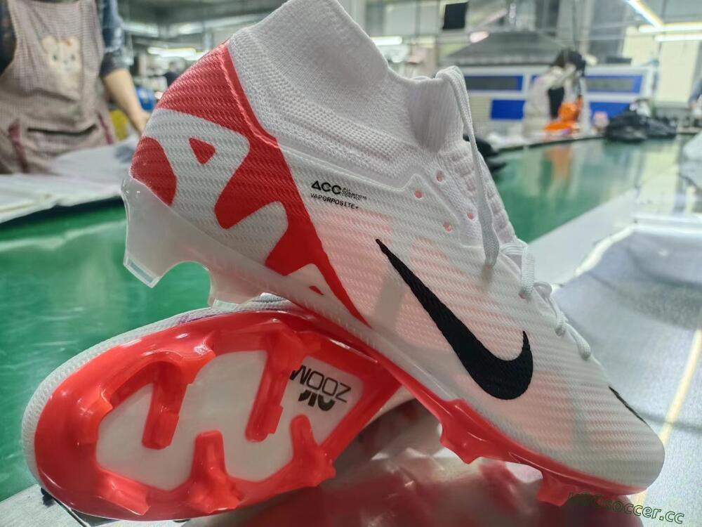 Men's Nike Air Zoom Mercurial Superfly 9 Elite FG Firm Ground High-Tops Football Boots - White/Black/Red