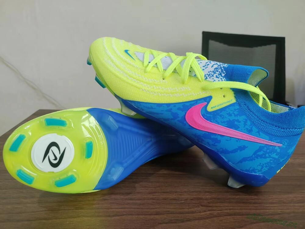 Unisex Nike Phantom Luna Elite FG Firm Ground Low-Tops Football Boots - Yellow/Blue/Pink