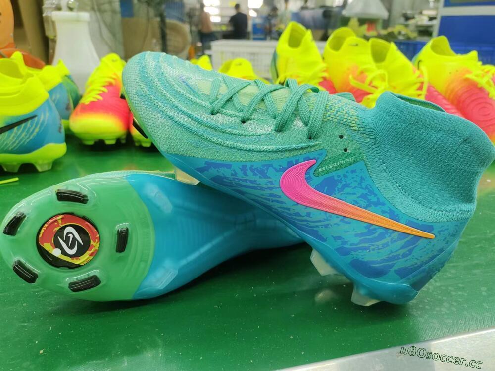 Unisex Nike Phantom Luna 2 Elite Vortex LV8 FG Firm Ground High-Tops Football Boots - Green/Orange/Black