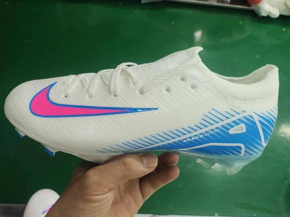 Men's Nike Air Zoom Mercurial Vapor 16 Elite FG Firm Ground Low-Tops Football Boots - White/Pink/Blue