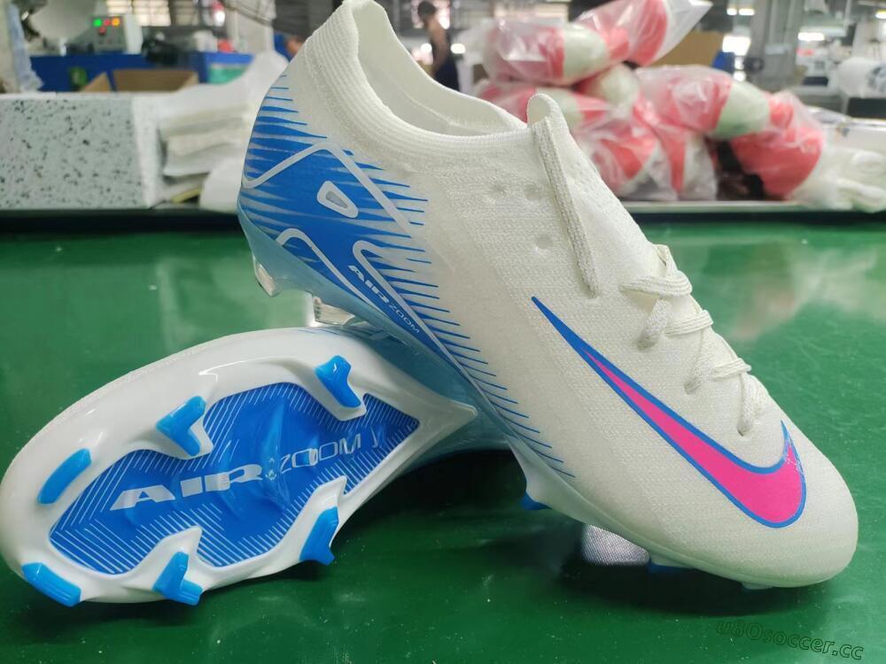 Men's Nike Air Zoom Mercurial Vapor 16 Elite FG Firm Ground Low-Tops Football Boots - White/Pink/Blue