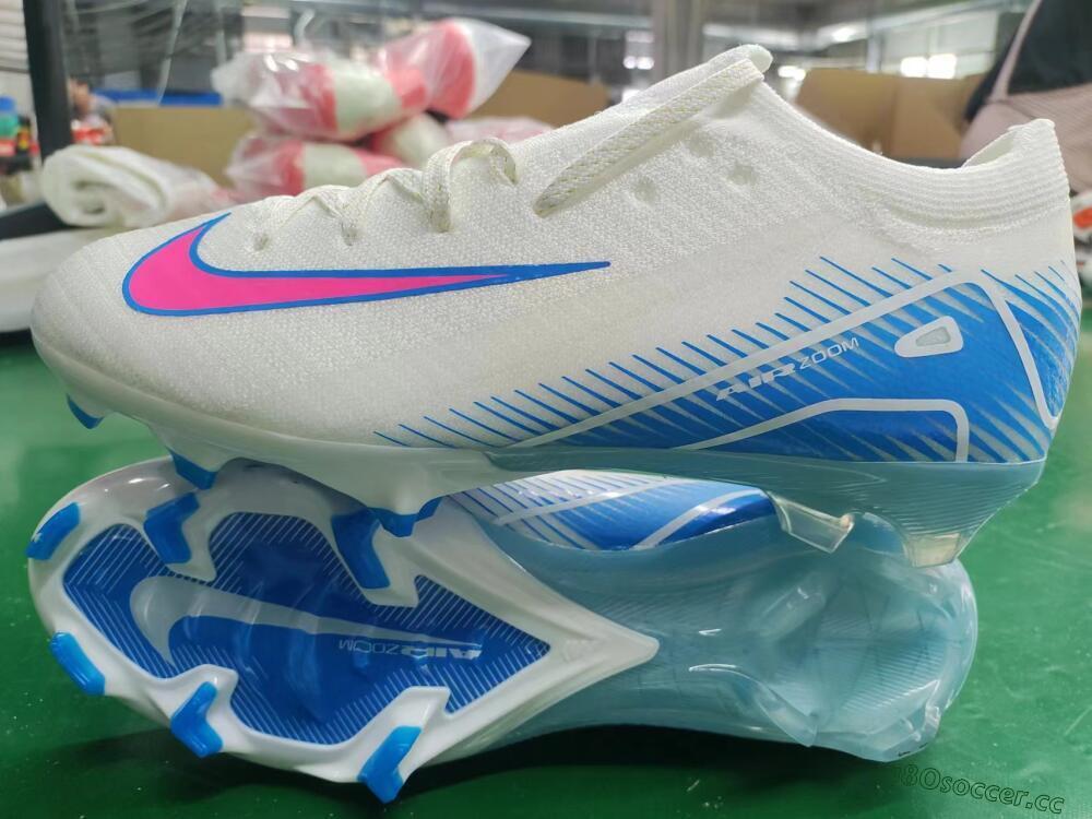 Men's Nike Air Zoom Mercurial Vapor 16 Elite FG Firm Ground Low-Tops Football Boots - White/Pink/Blue