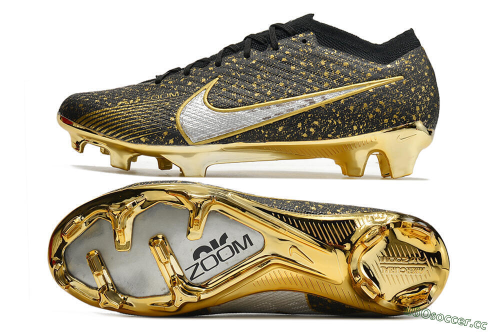 Unisex Nike Air Zoom Mercurial Vapor 15 Elite FG Firm Ground Low-Tops Football Boots - Black/Gold/Silver 1