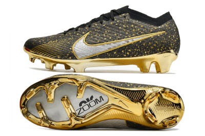 Unisex Nike Air Zoom Mercurial Vapor 15 Elite FG Firm Ground Low-Tops Football Boots - Black/Gold/Silver