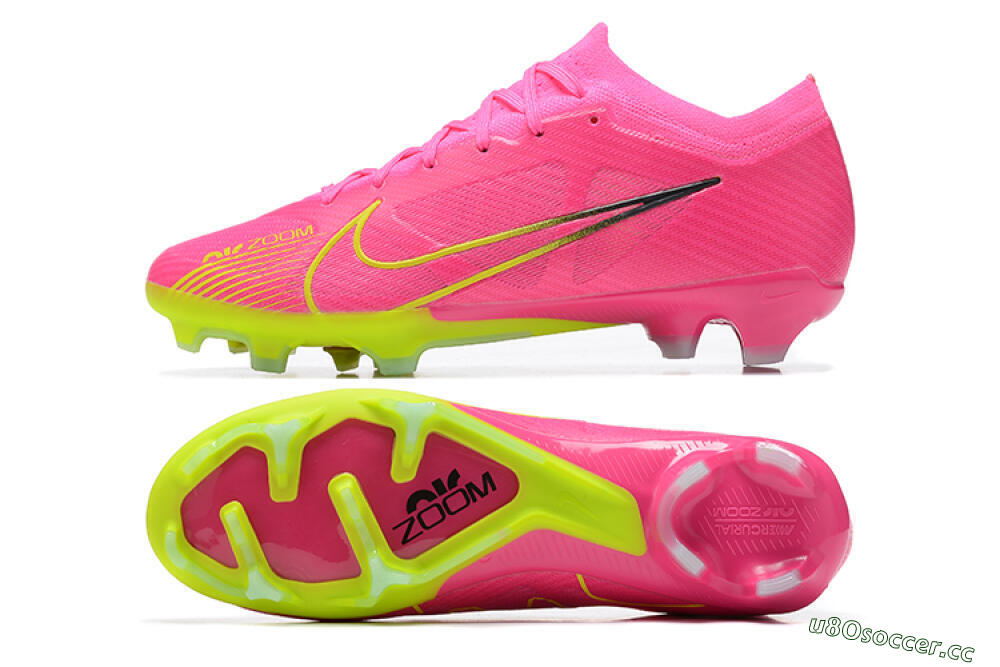 Men's Nike Air Zoom Mercurial Vapor 15 Elite FG Firm Ground Low-Tops Football Boots - Pink/Green 1