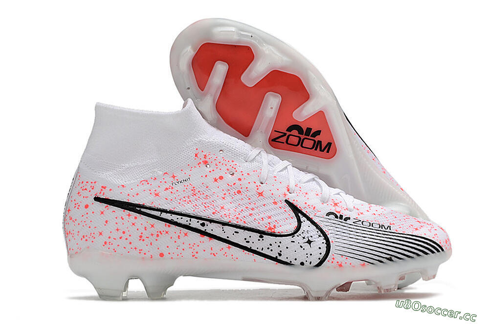 Men's Nike Air Zoom Mercurial Superfly 9 Elite FG Firm Ground High-Tops Football Boots - White/Pink/Black 2
