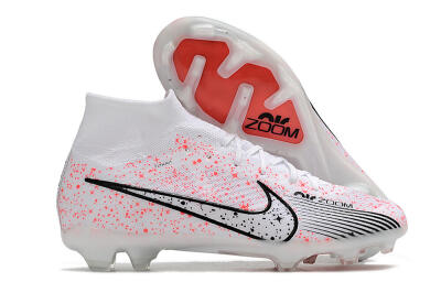Men's Nike Air Zoom Mercurial Superfly 9 Elite FG Firm Ground High-Tops Football Boots - White/Pink/Black