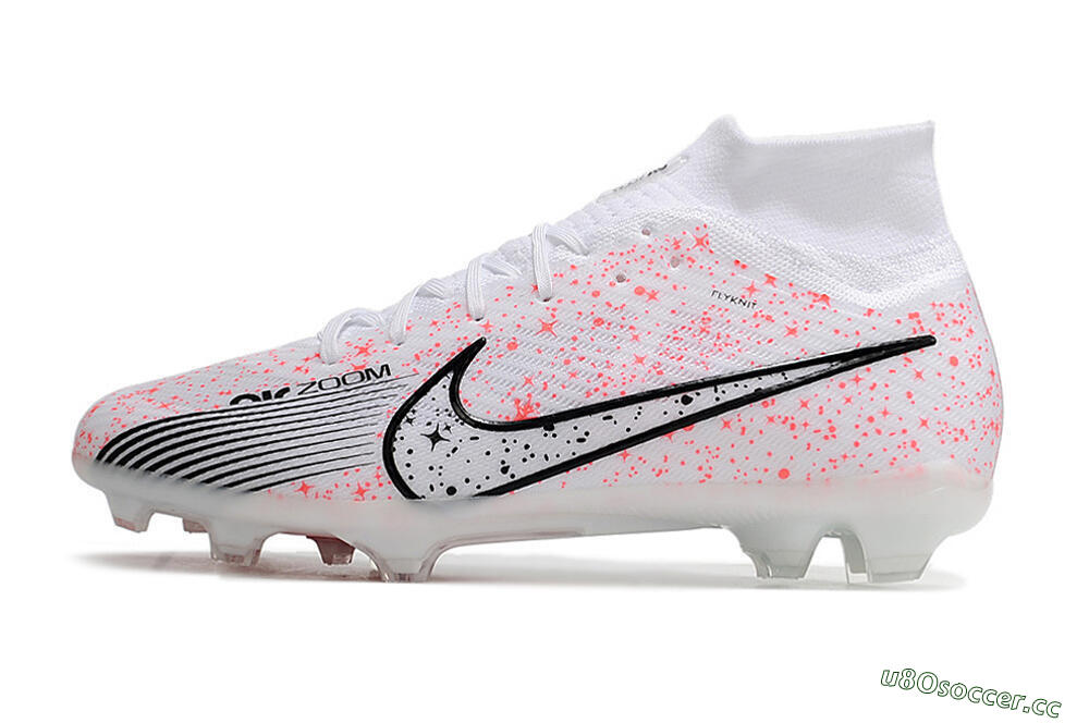 Men's Nike Air Zoom Mercurial Superfly 9 Elite FG Firm Ground High-Tops Football Boots - White/Pink/Black 0