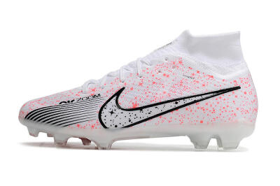 Men's Nike Air Zoom Mercurial Superfly 9 Elite FG Firm Ground High-Tops Football Boots - White/Pink/Black