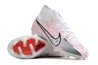 Men's Nike Air Zoom Mercurial Superfly 9 Elite FG Firm Ground High-Tops Football Boots - White/Pink/Black