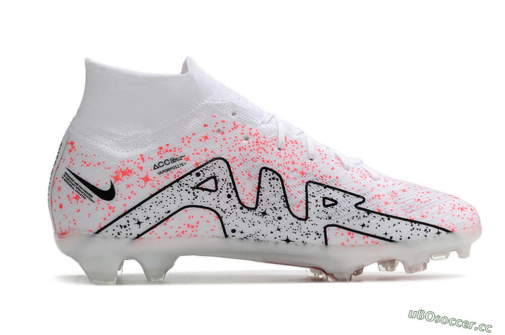 Men's Nike Air Zoom Mercurial Superfly 9 Elite FG Firm Ground High-Tops Football Boots - White/Pink/Black 4