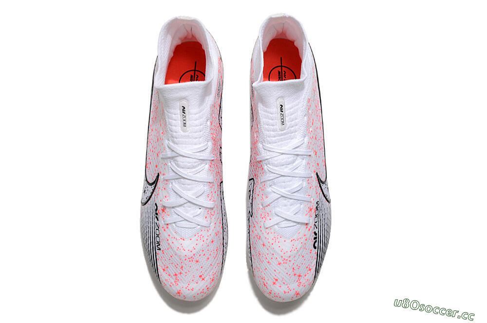 Men's Nike Air Zoom Mercurial Superfly 9 Elite FG Firm Ground High-Tops Football Boots - White/Pink/Black 5