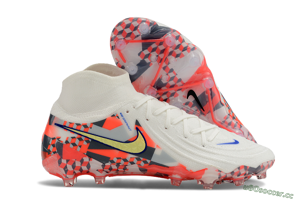 Men's Nike Phantom Luna Elite AG Artificial Grass High-Tops Football Boots - White/Red/Yellow 2