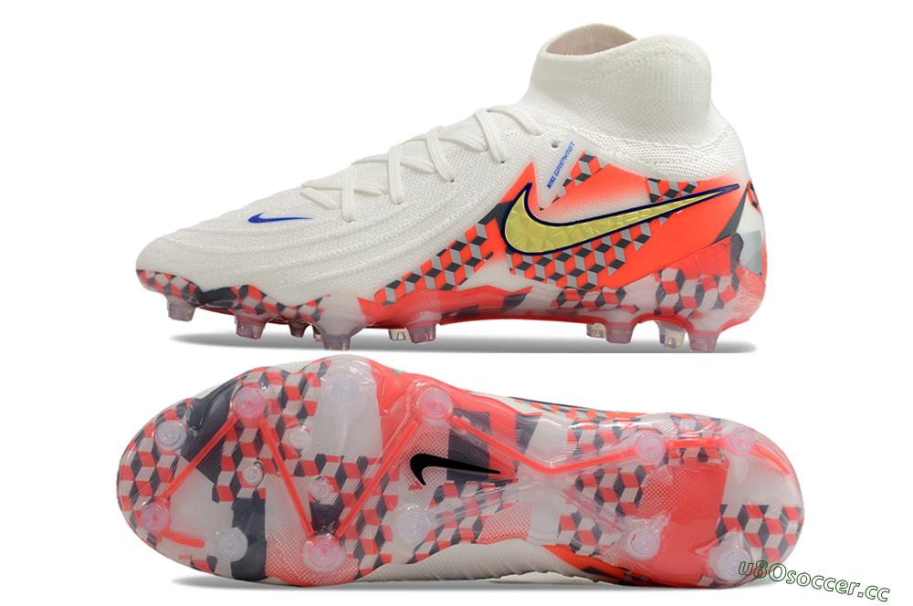 Men's Nike Phantom Luna Elite AG Artificial Grass High-Tops Football Boots - White/Red/Yellow 1