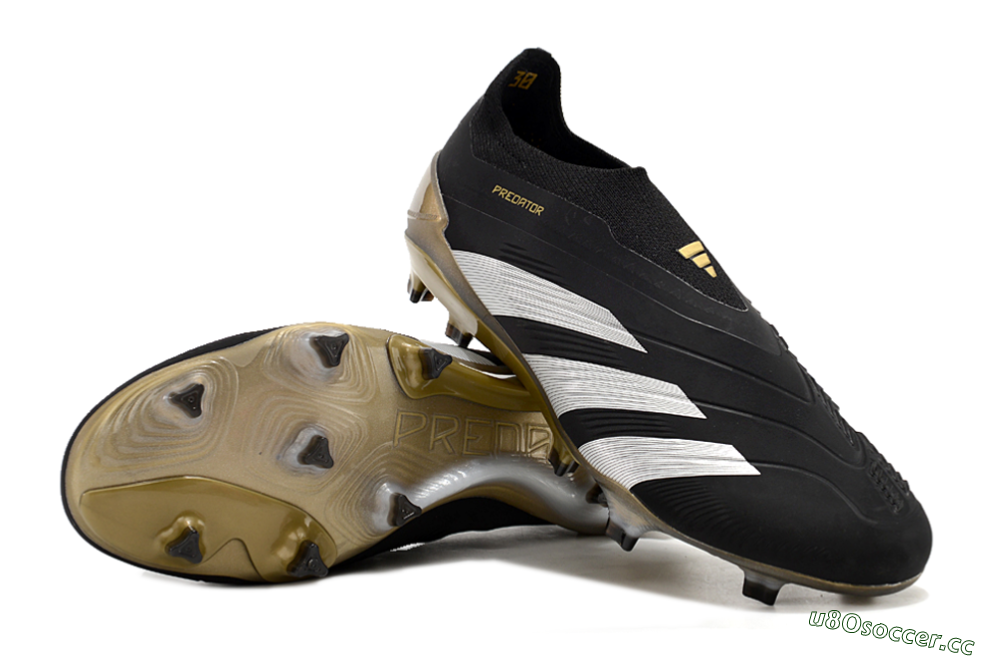Men's Adidas Predator Accuracy+ FG Firm Ground Low-Tops Football Boots - Black/White/Gold 3