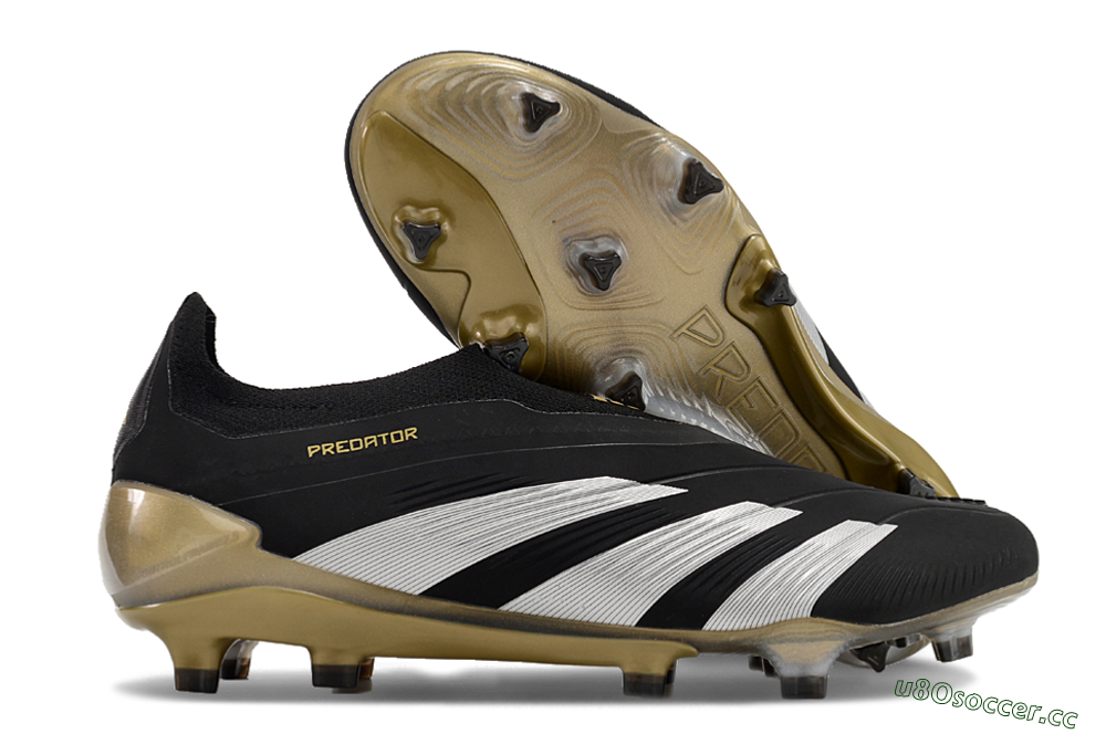 Men's Adidas Predator Accuracy+ FG Firm Ground Low-Tops Football Boots - Black/White/Gold 2