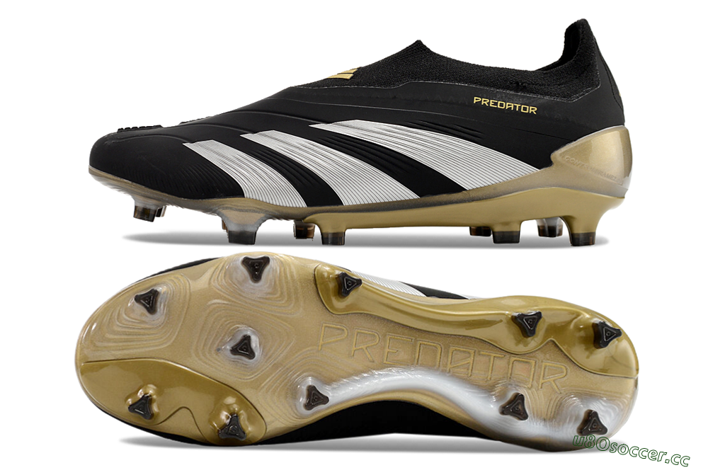 Men's Adidas Predator Accuracy+ FG Firm Ground Low-Tops Football Boots - Black/White/Gold 1