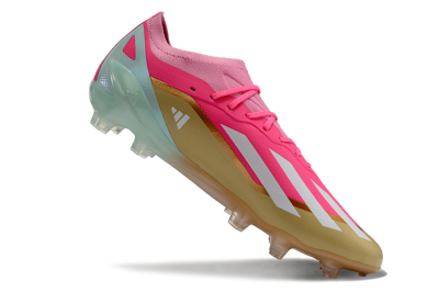 Men's Adidas X 23 Crazyfast.1 FG Firm Ground Low-Tops Football Boots - Pink/White/Gold/Jade