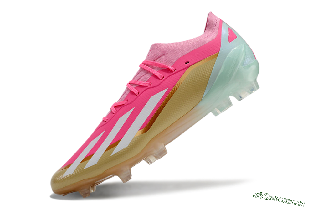 Men's Adidas X 23 Crazyfast.1 FG Firm Ground Low-Tops Football Boots - Pink/White/Gold/Jade 5