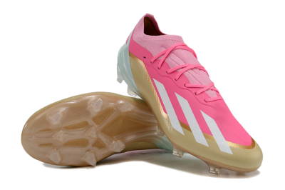 Men's Adidas X 23 Crazyfast.1 FG Firm Ground Low-Tops Football Boots - Pink/White/Gold/Jade