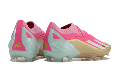 Men's Adidas X 23 Crazyfast.1 FG Firm Ground Low-Tops Football Boots - Pink/White/Gold/Jade