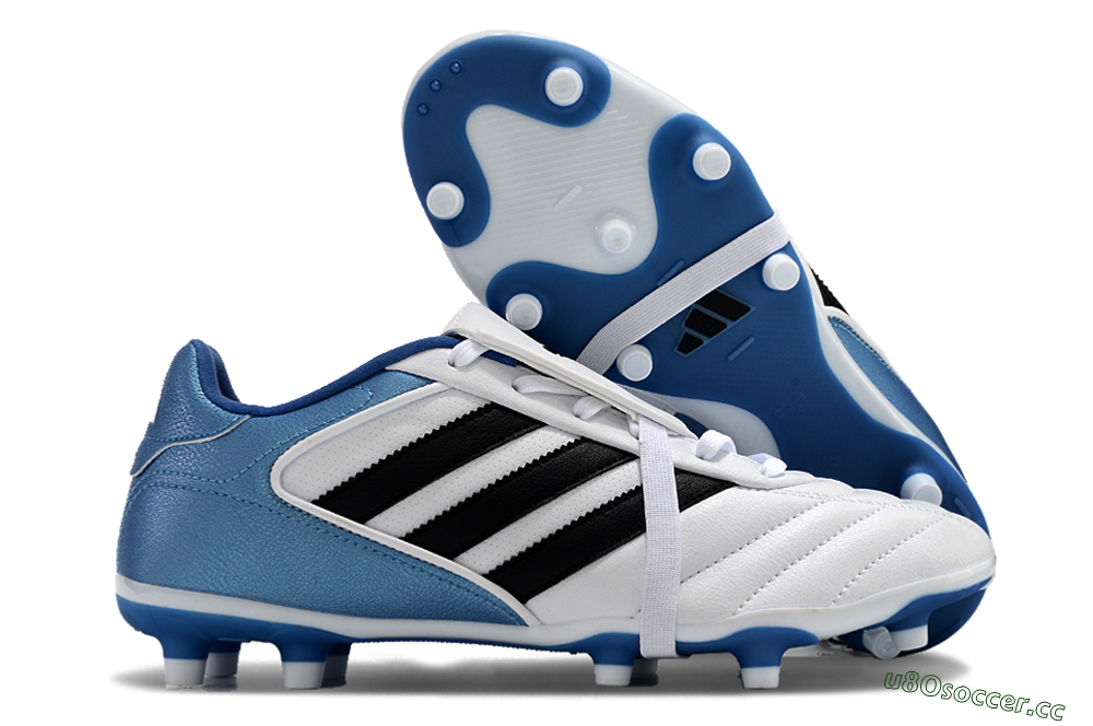 Men's Adidas Copa Gloro 2024 FG Firm Ground Low-Tops Football Boots - White/Black/Blue 2