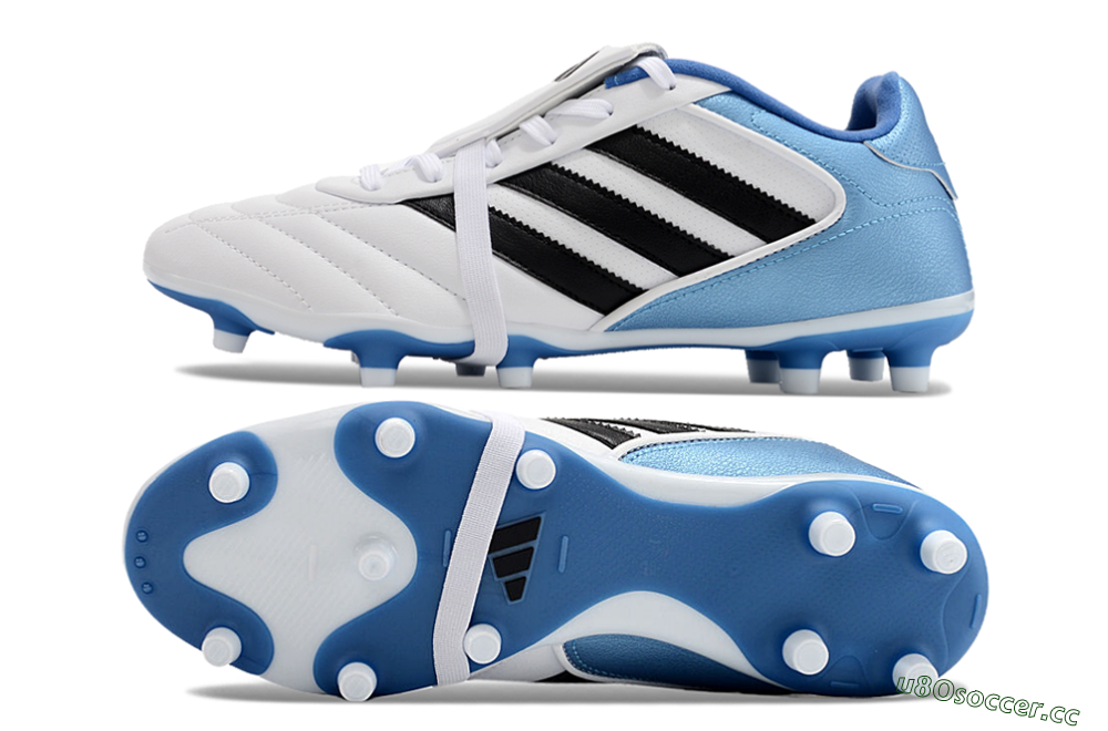 Men's Adidas Copa Gloro 2024 FG Firm Ground Low-Tops Football Boots - White/Black/Blue 1