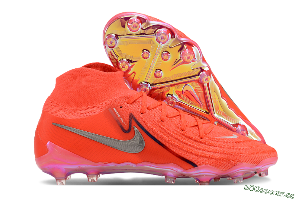 Men's Nike Phantom Luna Elite AG Artificial Grass High-Tops Football Boots - Red/Silver/Gold 2