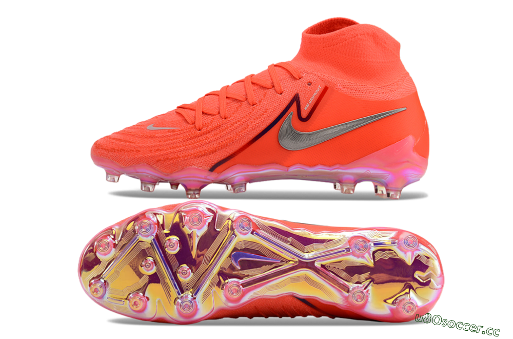 Men's Nike Phantom Luna Elite AG Artificial Grass High-Tops Football Boots - Red/Silver/Gold 1