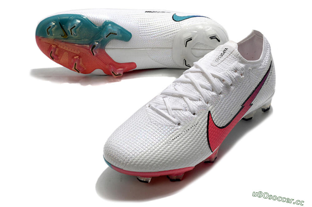 Men's Nike Air Zoom Mercurial Vapor 13 Elite FG Firm Ground Low-Tops Football Boots - White/Red/Blue 3